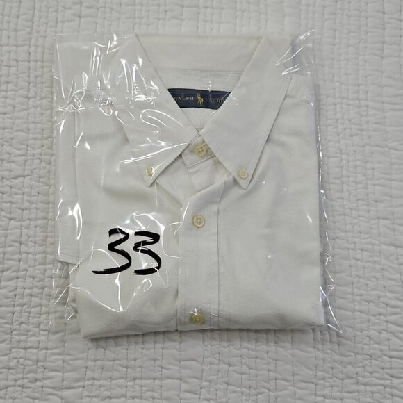 Ralph Lauren Men's M Short Sleeve Button Up Shirt White Textured Old Money EUC - Picture 14 of 14